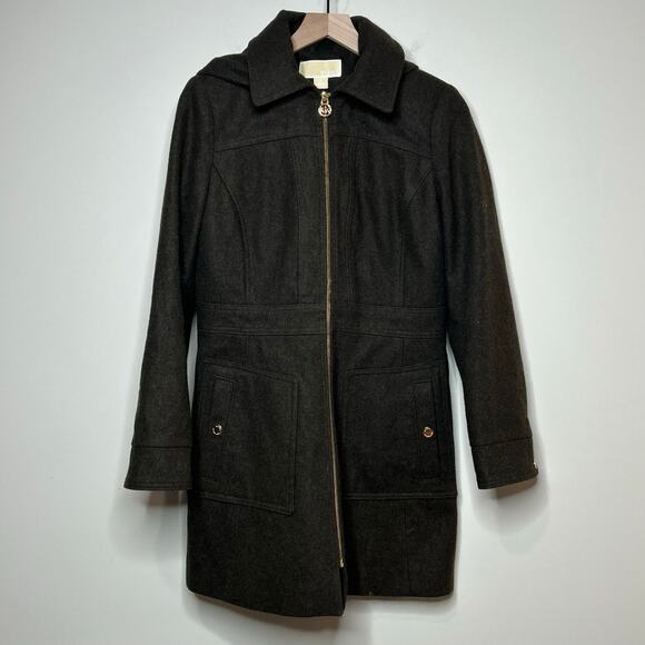 MICHAEL Michael Kors Zip-Front Walker Coat Size S Wool Blend Mid-Weight Winter - Picture 2 of 10